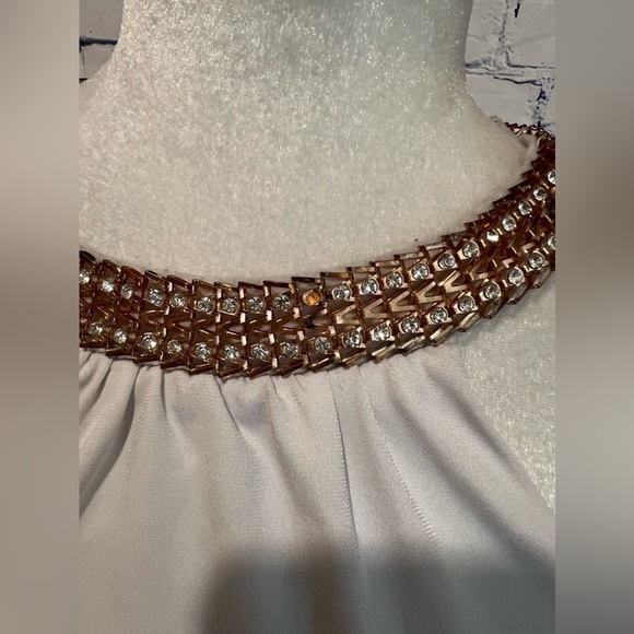 Purple Snow White Maxi Dress With Gold Rhinestone Halter Neck Small - Picture 3 of 7